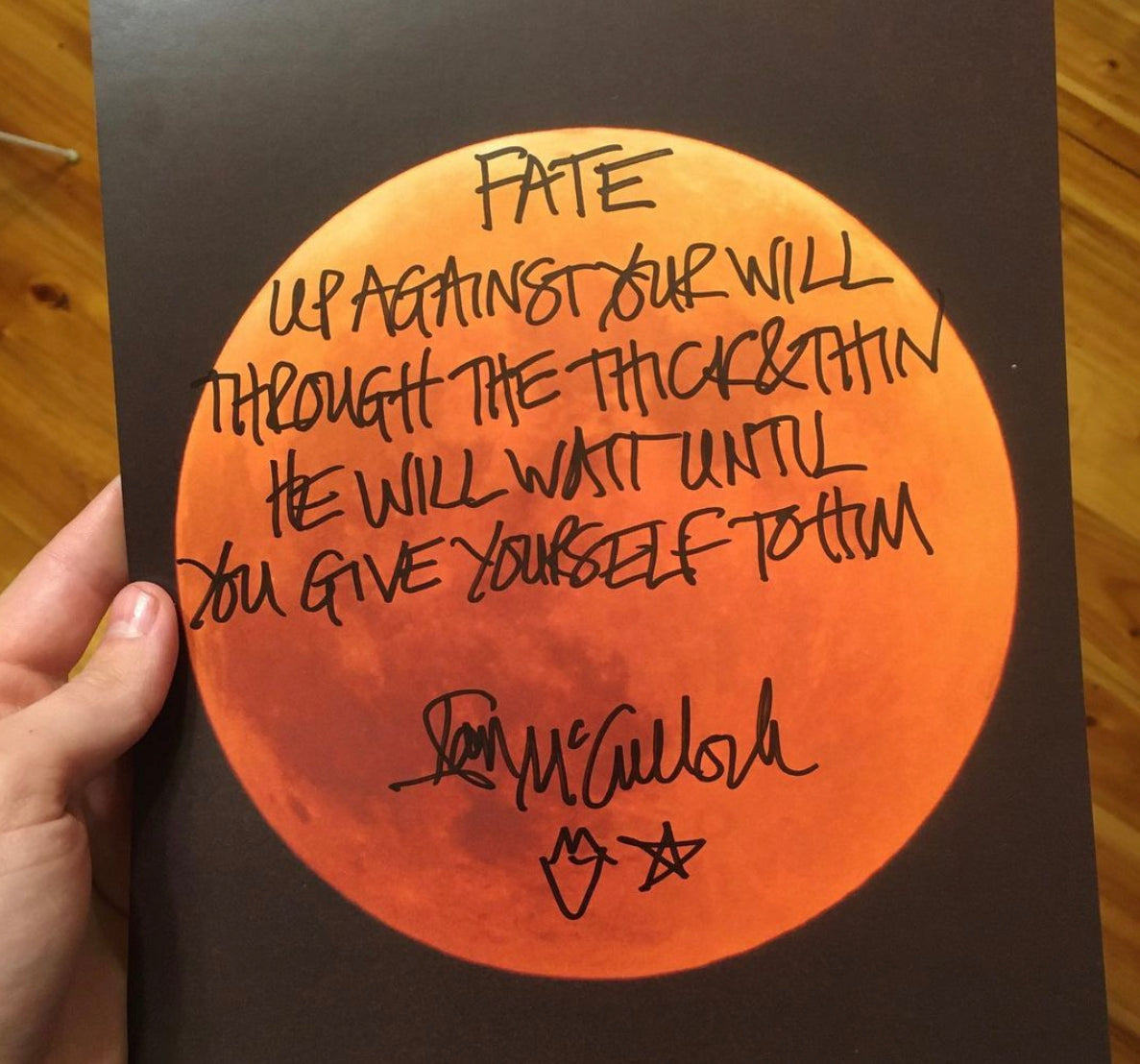 Ian McCulloch Handwritten signed Killing Moon Lyrics. IanMcCulloch