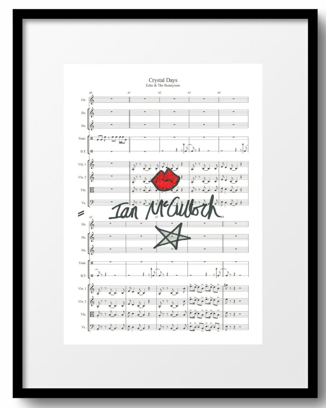 Ocean Rain 'Crystal Days' Sheet Music signed by Ian McCulloch