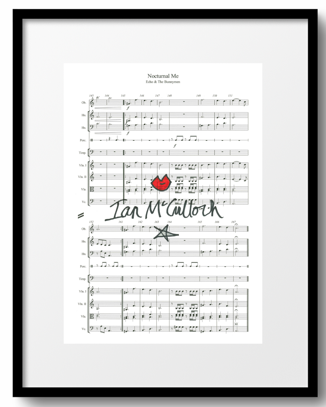 Ocean Rain 'Nocturnal Me' Sheet Music signed by Ian McCulloch