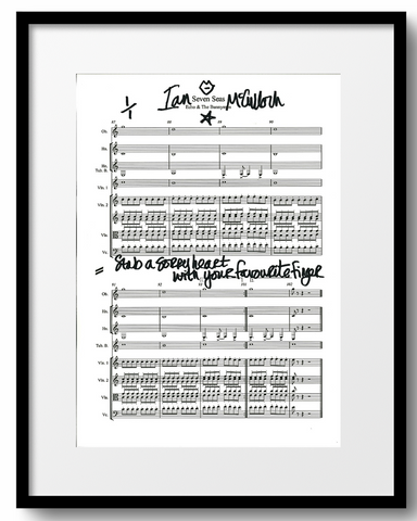 Ocean Rain ‘Seven Seas’ Sheet Music & Lyric signed by Ian McCulloch