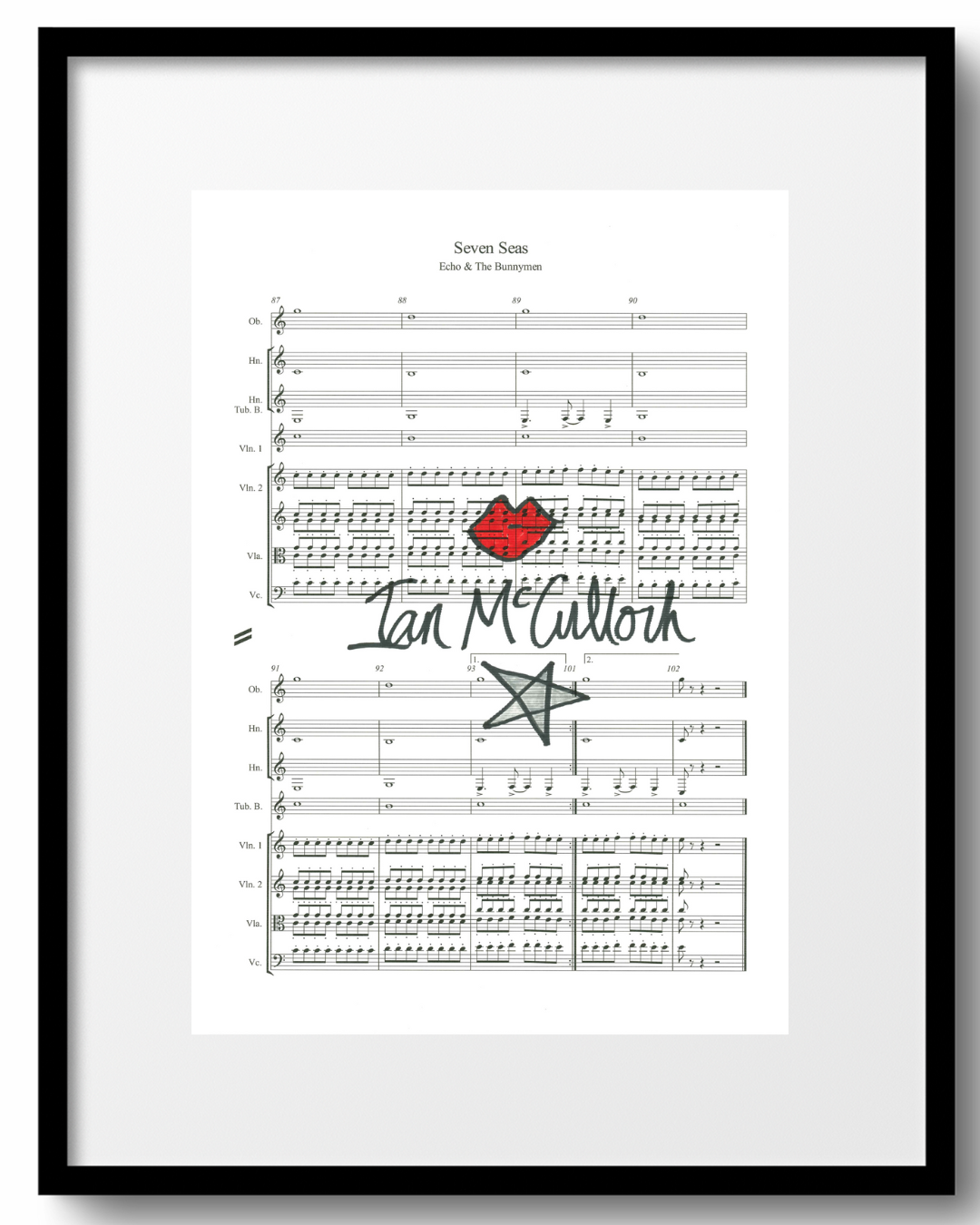 Ocean Rain 'Seven Seas' Sheet Music signed by Ian McCulloch