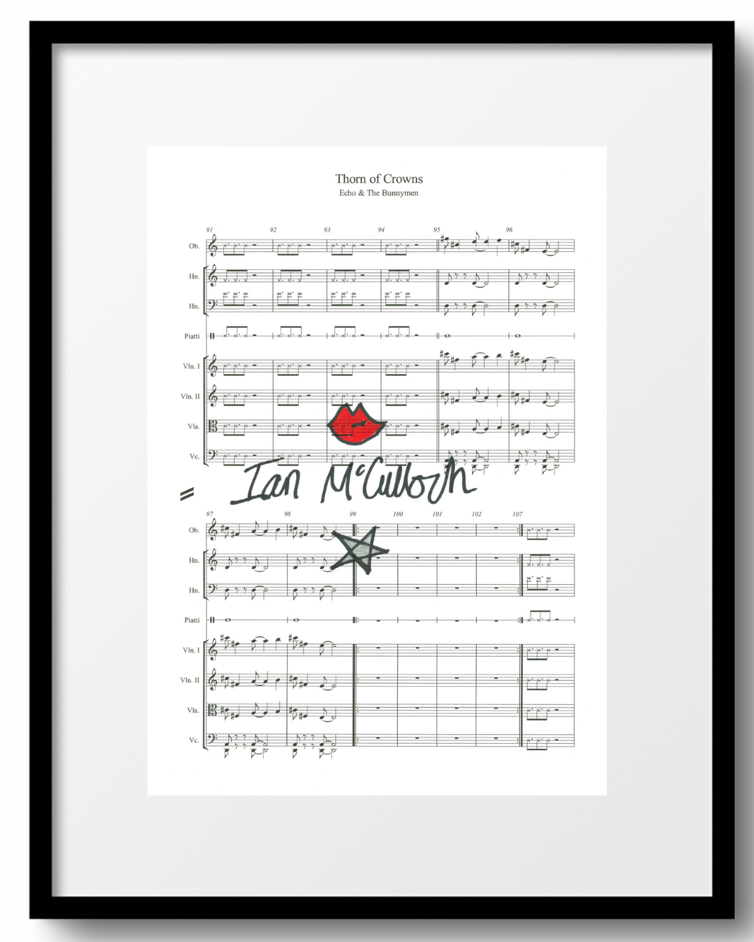 Ocean Rain 'Thorn Of Crowns' Sheet Music signed by Ian McCulloch